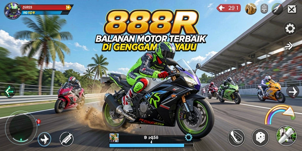 Tampilan gameplay 888R yang adiktif dan mendebarkan.