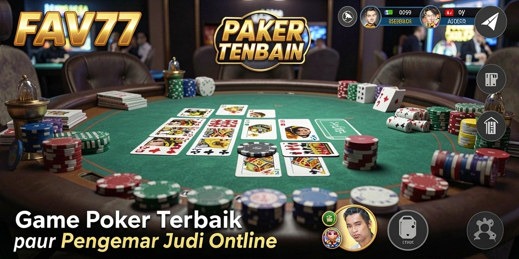 Screenshot FAV77 menampilkan pemain poker yang sedang berkompetisi di meja.